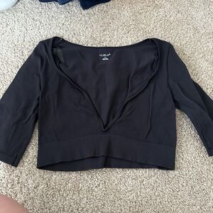 Black V-Neck Women's Top